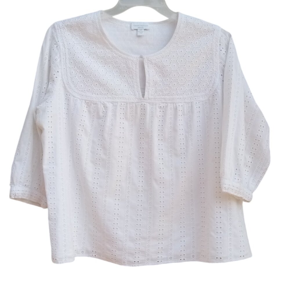 Charter Club woman eyelet boho lined blouse sz 18W - Picture 3 of 11